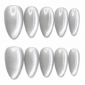 Arctic Silver Velvet Cat Eye Nails