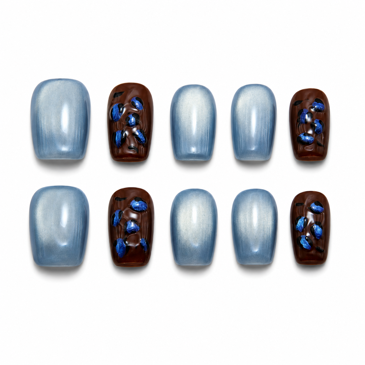 Azure Petal Press On Nails