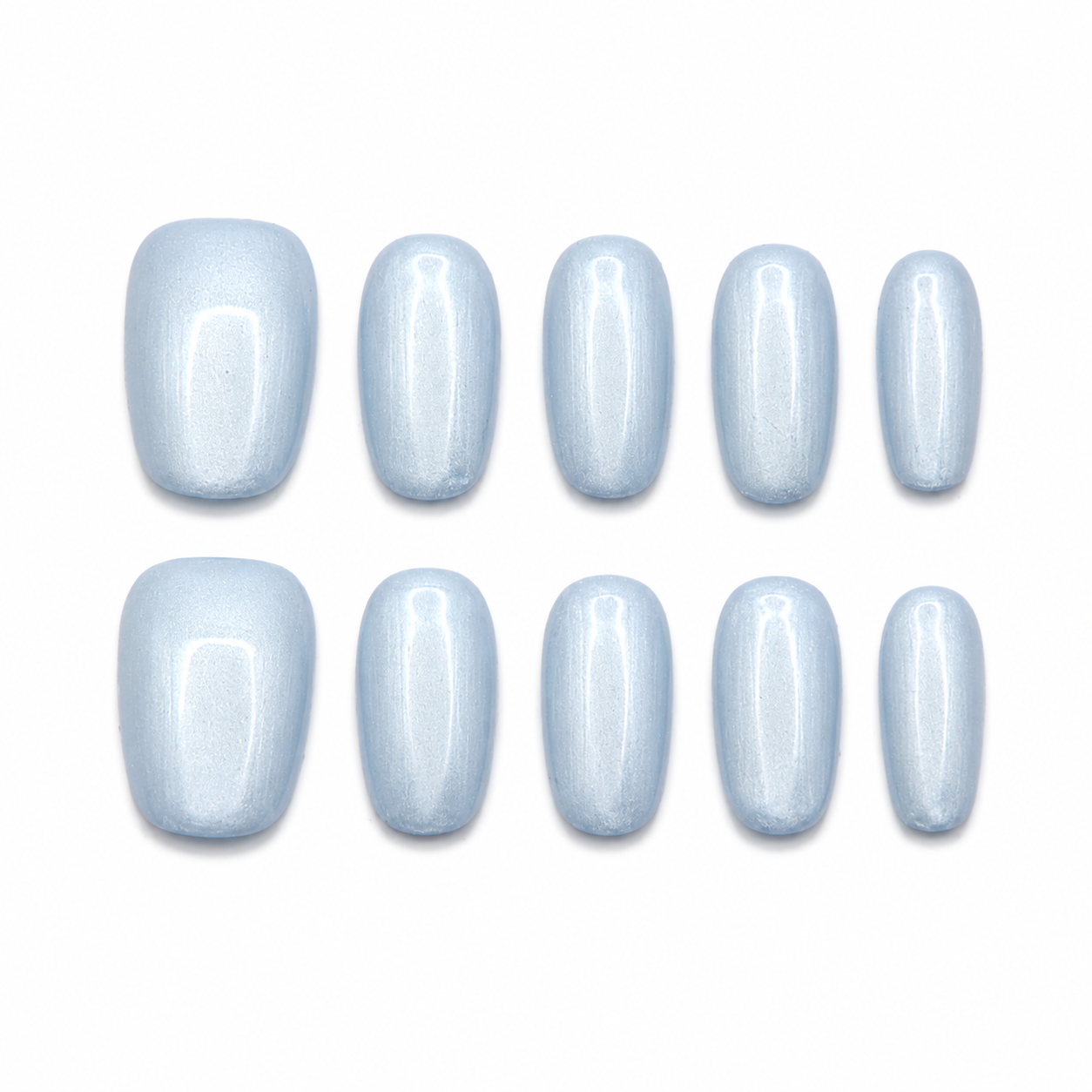 Baby Blue Pearl Chrome Press On Nails