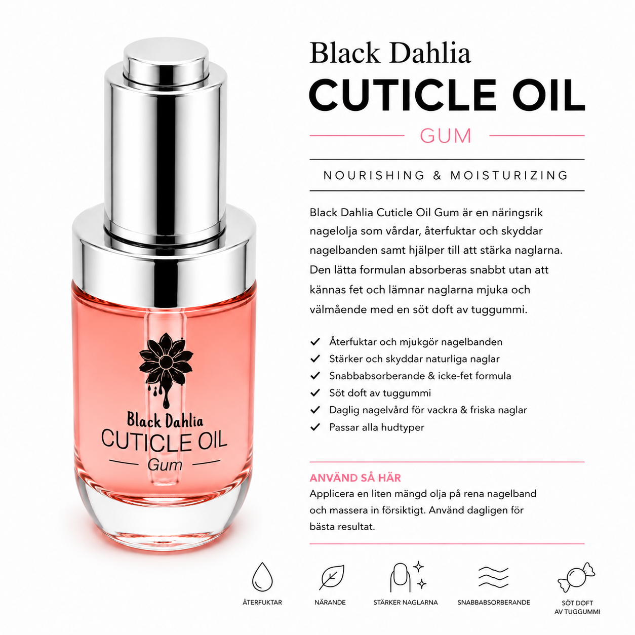 Black Dahlia Hydrating Cuticle Oil – Gum 30ml