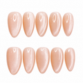 Champagne Peach Velvet Cat Eye Press On Nails