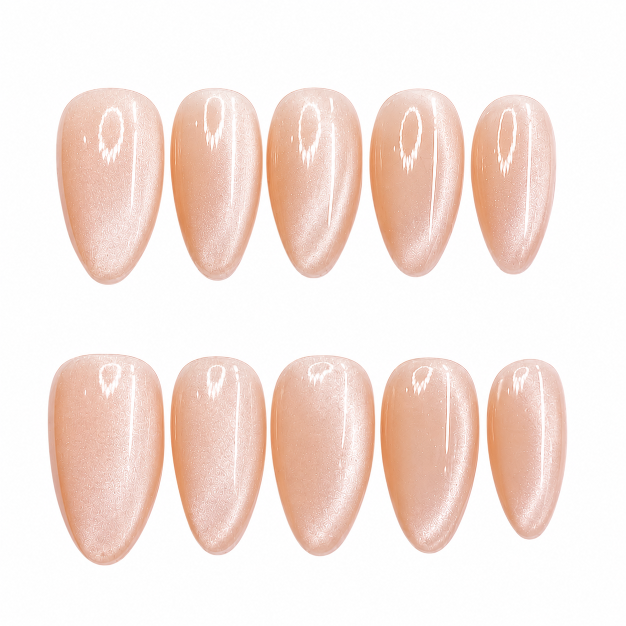 Champagne Peach Velvet Cat Eye Press On Nails