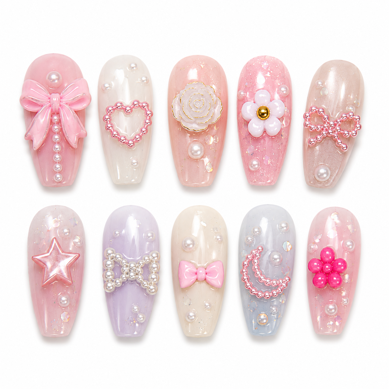 Nail Art Rhinestone & Charms Kit – 12 Fack med Rosetter, Pärlor, Björnar & Dekorationer