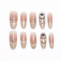 Champagne Veil Crystal Press On Nails