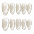 Cream Pearl Cat Eye Nails