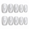 Crystal Silver Cat Eye Nails
