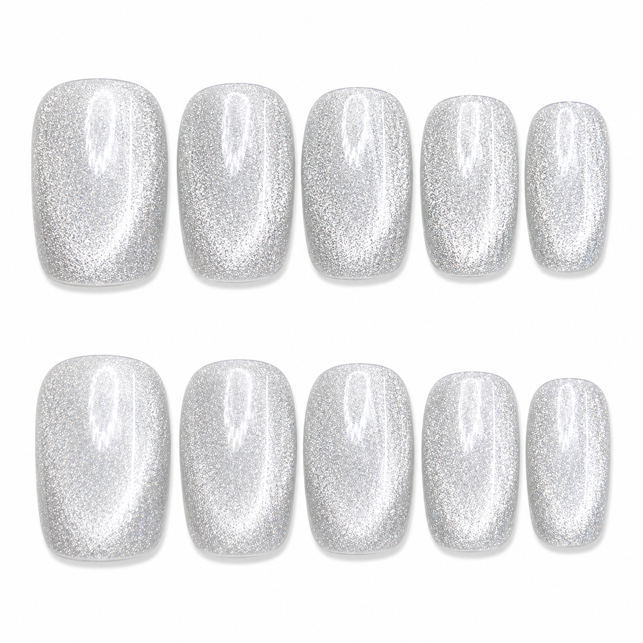 Crystal Silver Cat Eye Nails