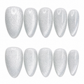 Diamond Silver Velvet Cat Eye Press On Nails