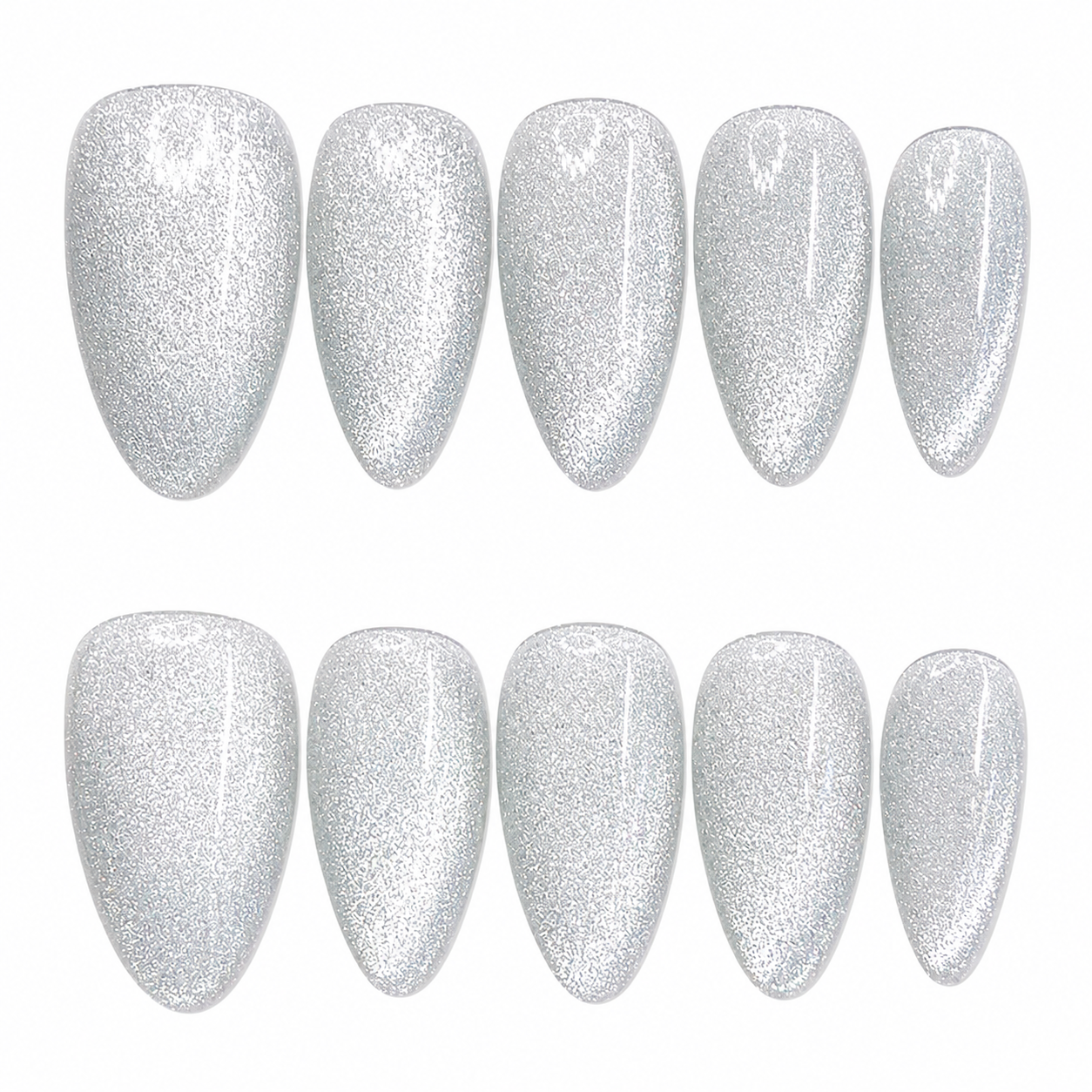 Diamond Silver Velvet Cat Eye Press On Nails