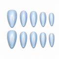 Ice Blue Pearl Chrome Almond Press On Nails
