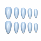 Ice Blue Pearl Chrome Almond Press On Nails