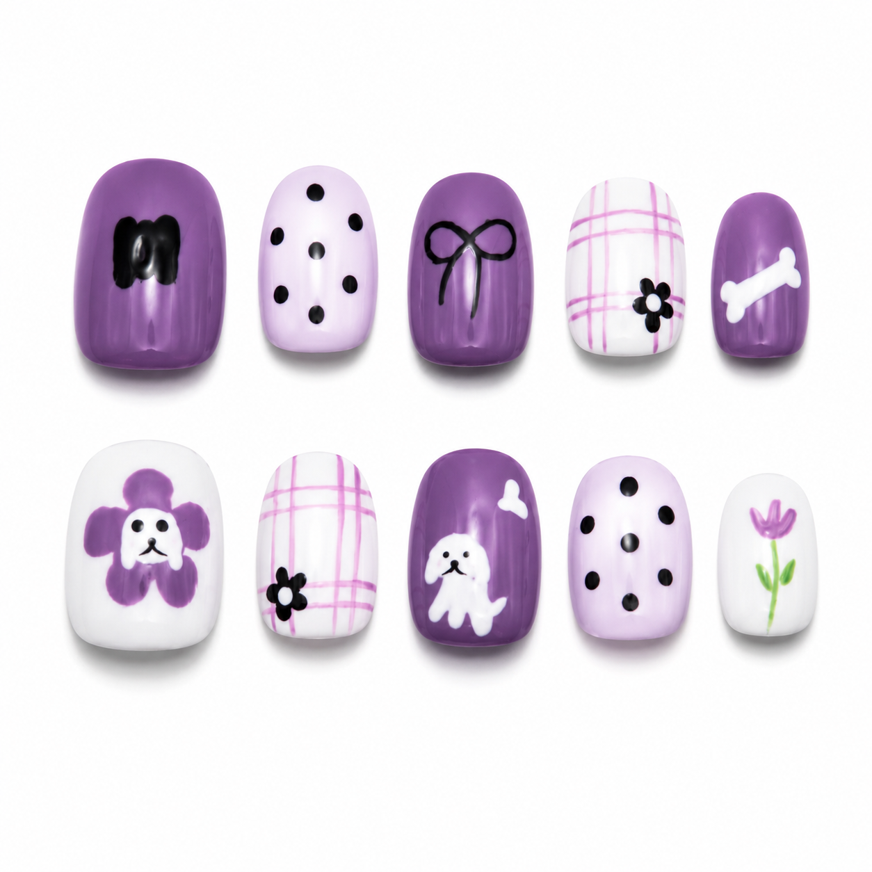 Lavender Puppy Press On Nails