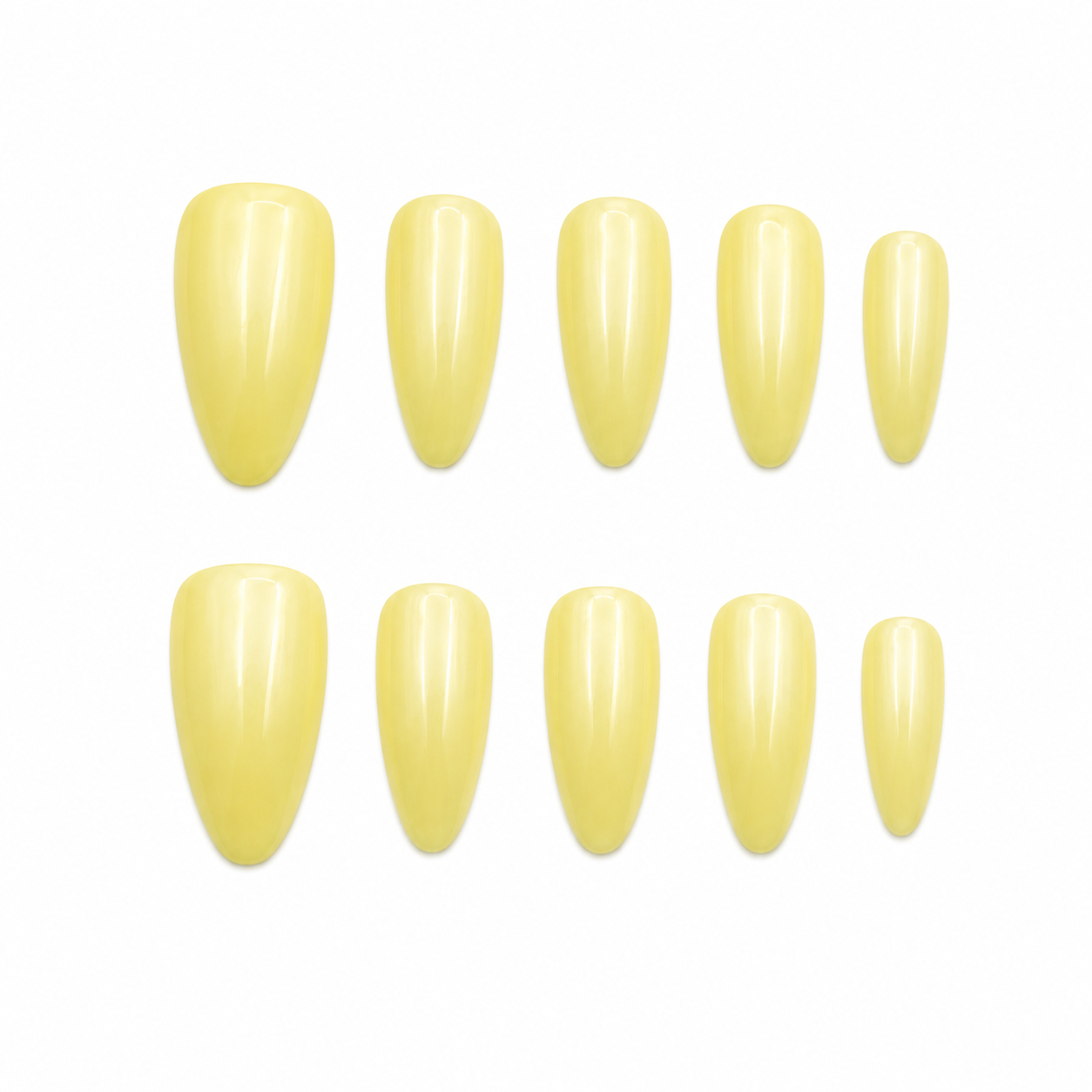 Lemon Pearl Chrome Almond Press-On Nails