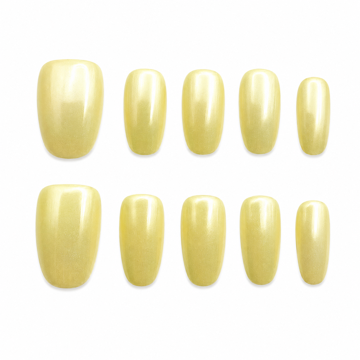 Lemon Pearl Chrome Press-On Nails