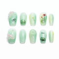 Lotus Garden Jade Press On Nails