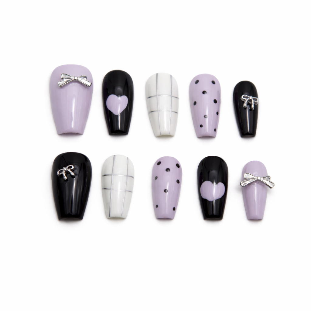 Midnight Ribbon Press On Nails