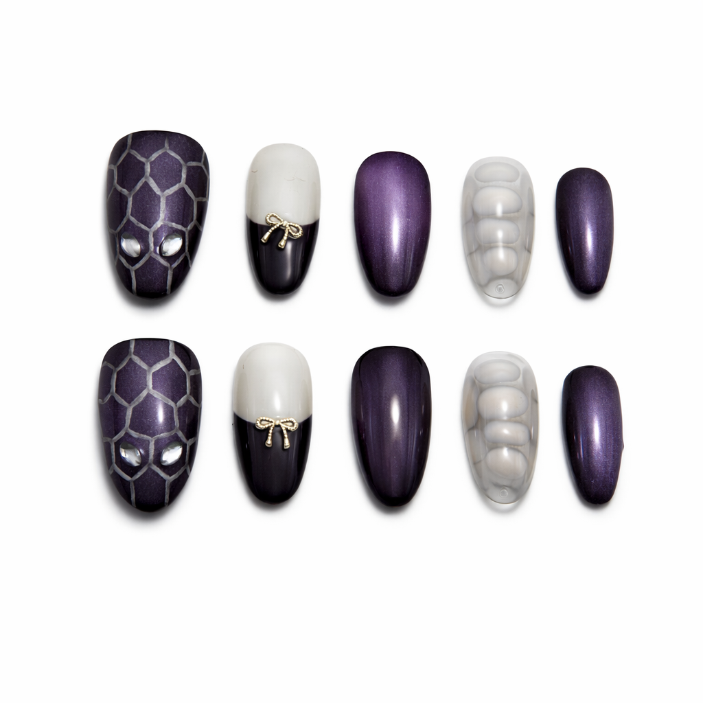 Midnight Web Press On Nails