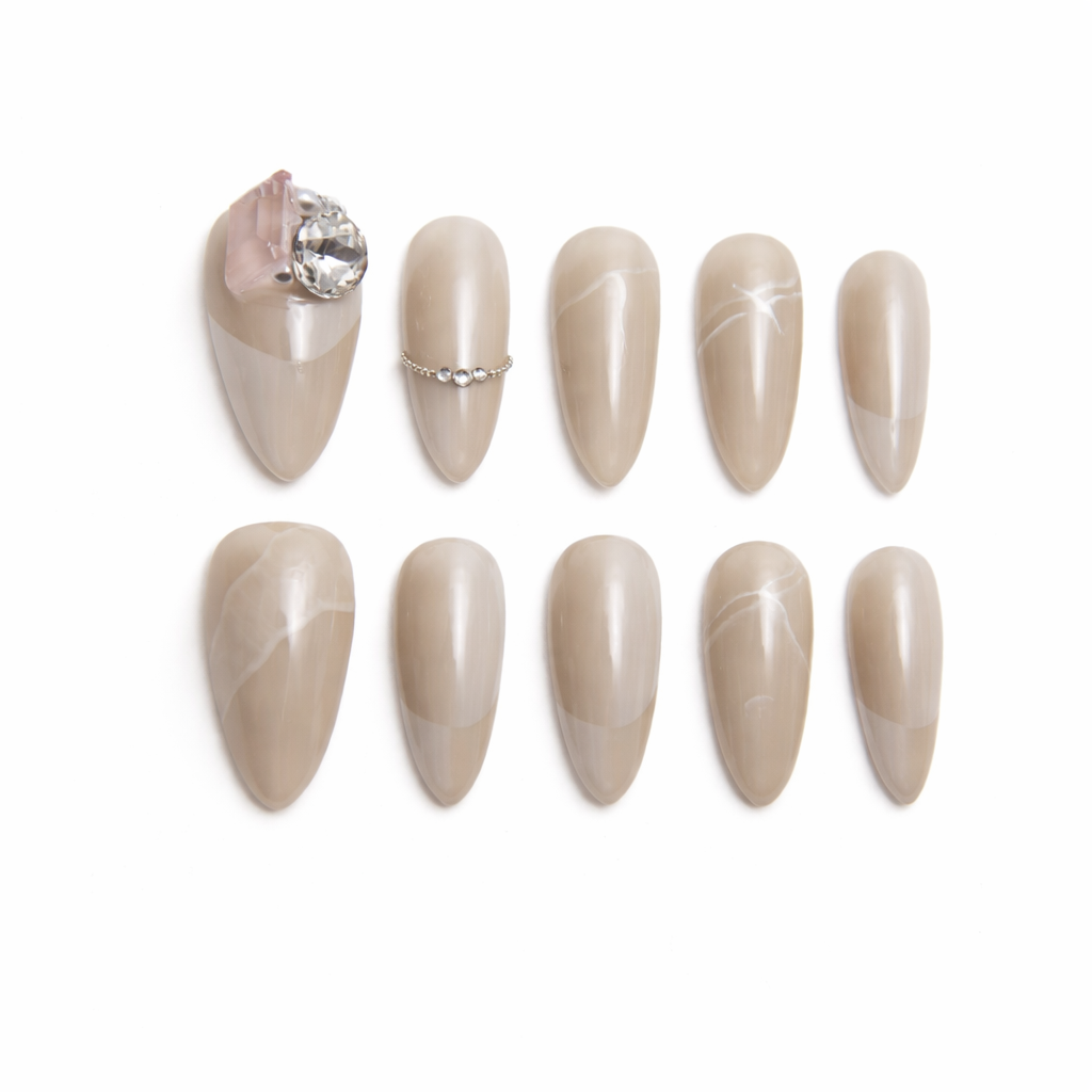 Milky Marble Press On Nails