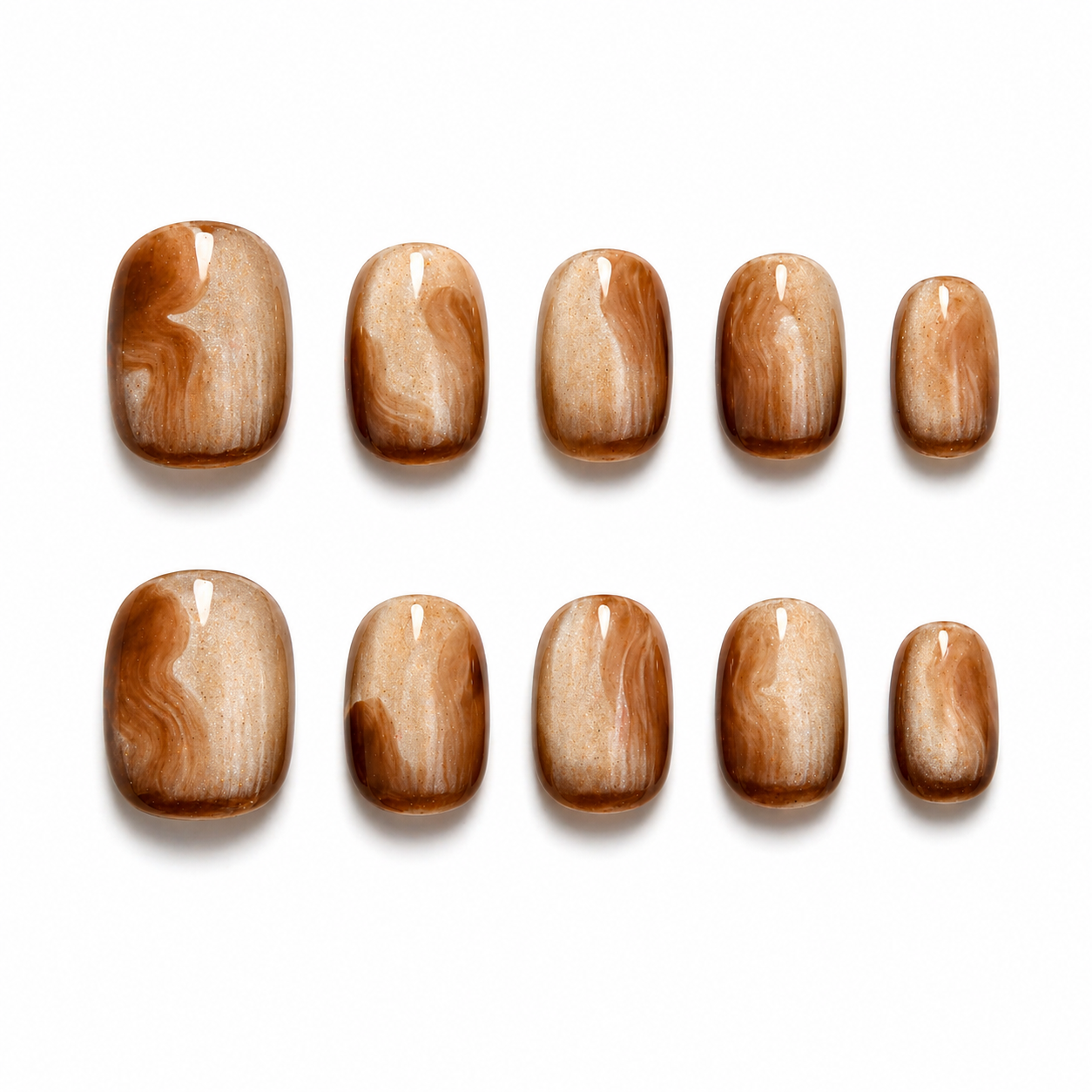 Mocha Swirl Cat Eye Press On Nails