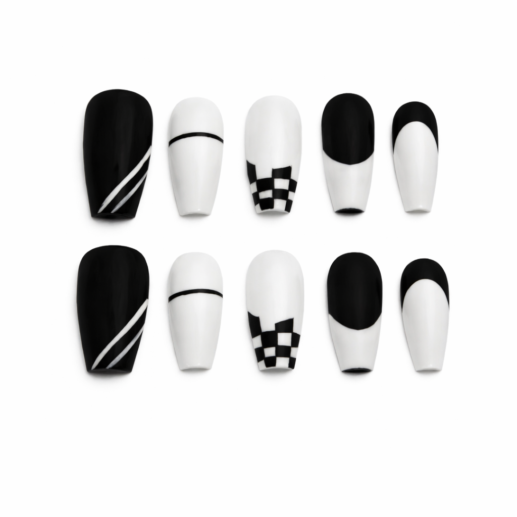 Monochrome Chic Press On Nails