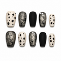 Monochrome Marble Dalmatian Press On Nails