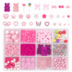 Nail Art Rhinestone & Charms Kit – 12 Fack med Rosetter, Pärlor, Björnar & Dekorationer