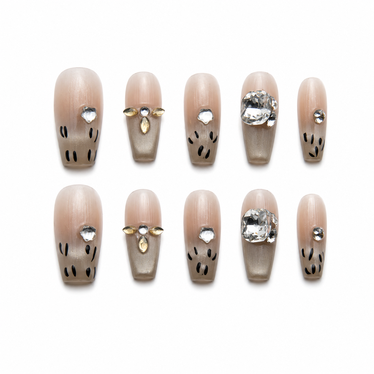 Nude Crystal Chic Press On Nails