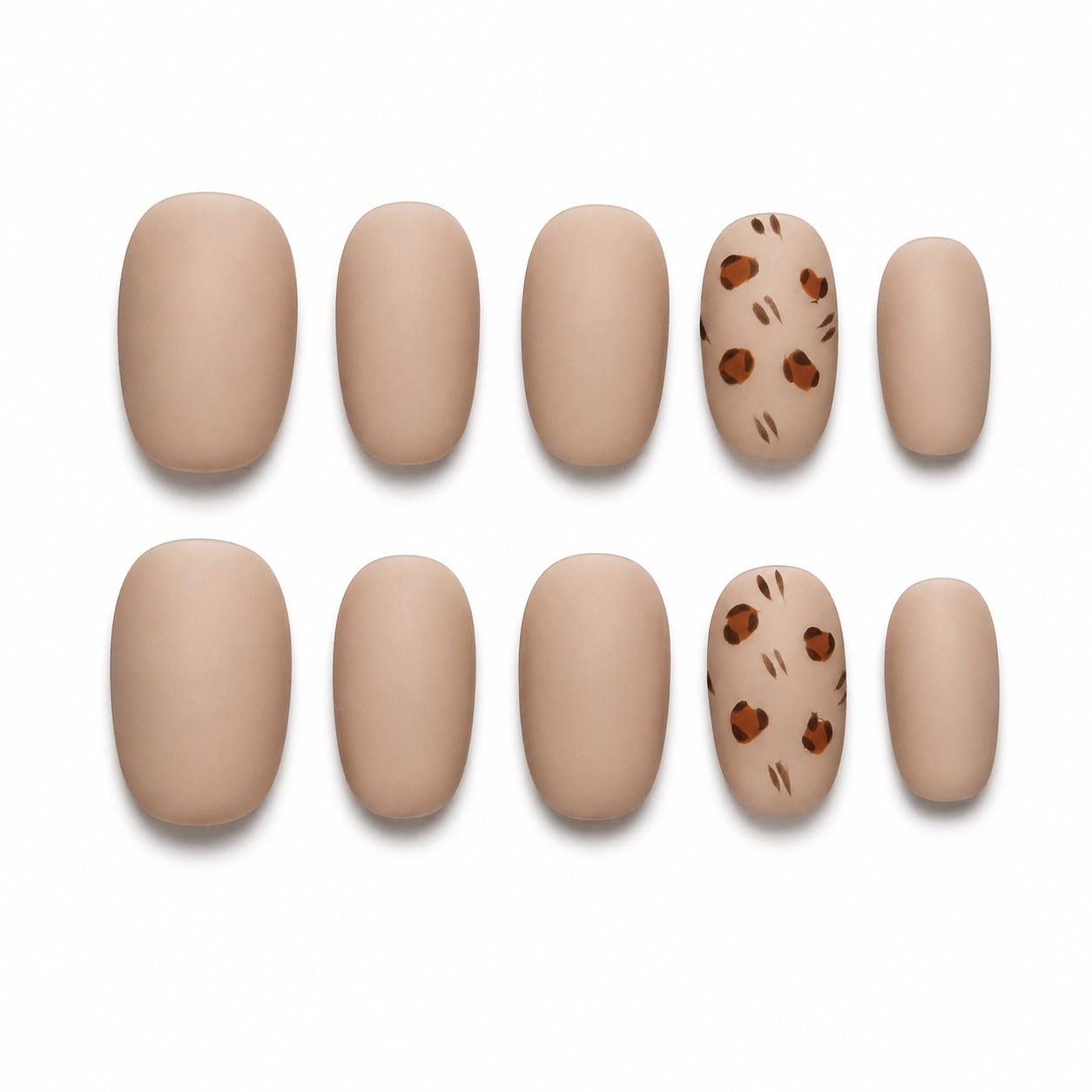 Nude Leopard Cat Eye Press On Nails