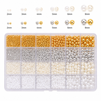 Pearl & Metal Nail Art Beads Kit – 24 Fack med Pärlor & Metallkulor