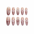 Rose Blush Crystal Flower Press On Nails