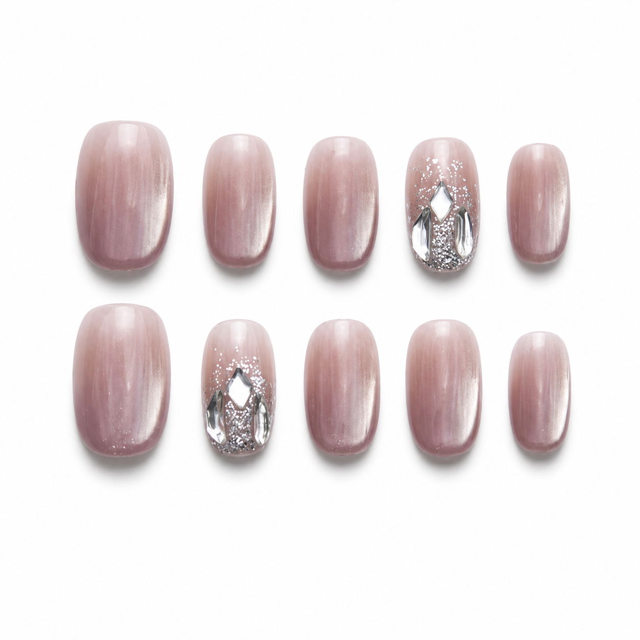 Rose Crystal Press On Nails