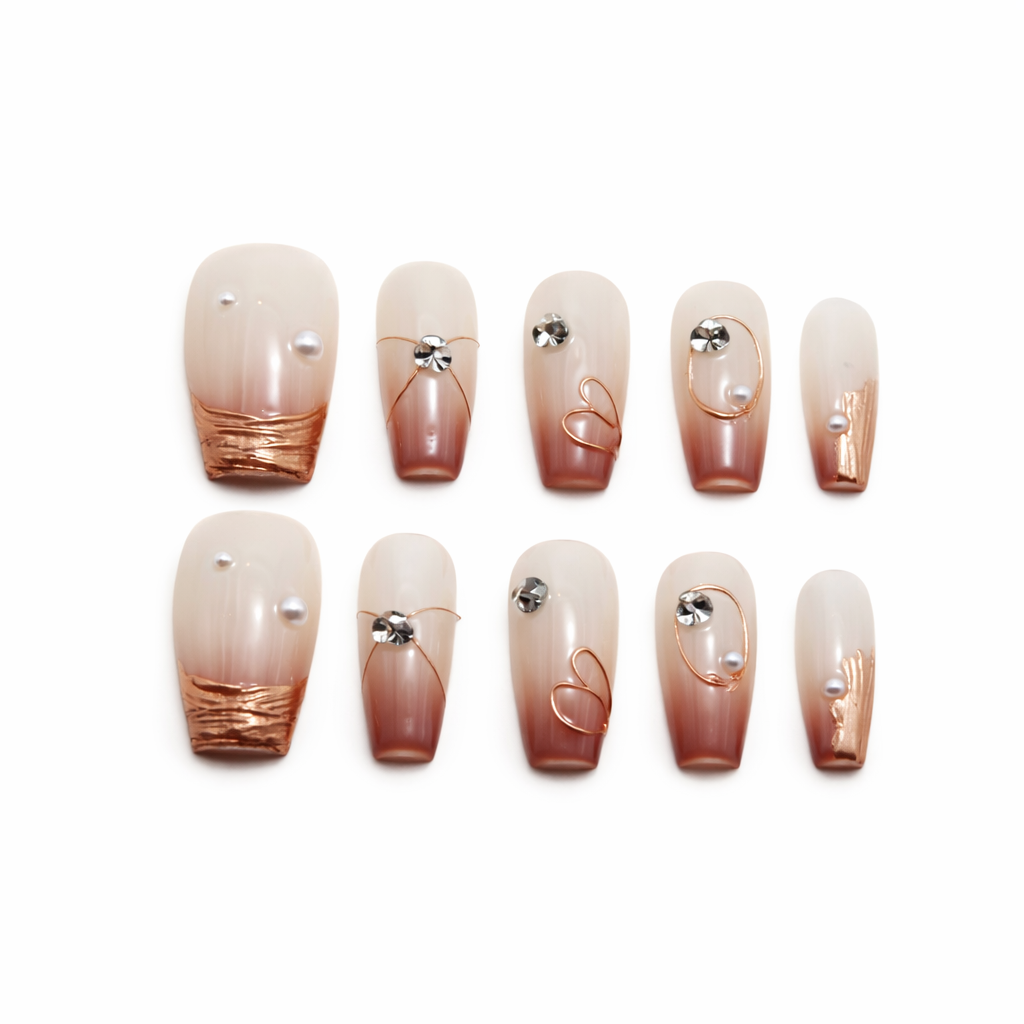 Rose Gold Nude Press On Nails