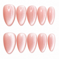 Rosé Pearl Velvet Cat Eye Press On Nails