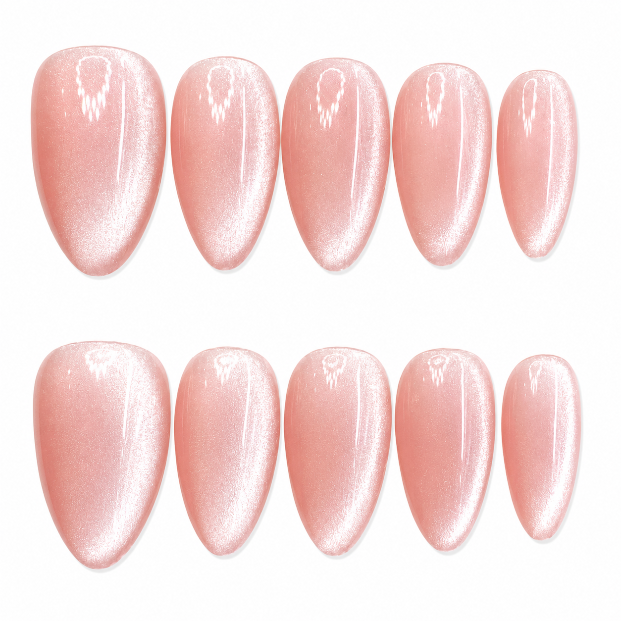 Rosé Pearl Velvet Cat Eye Press On Nails