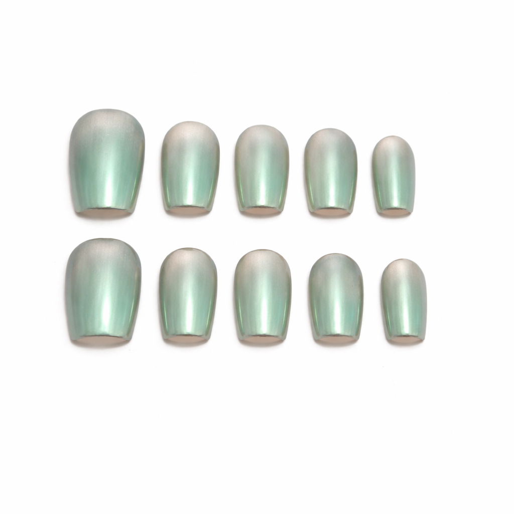 Sea Opal Chrome – Square Press On Nails