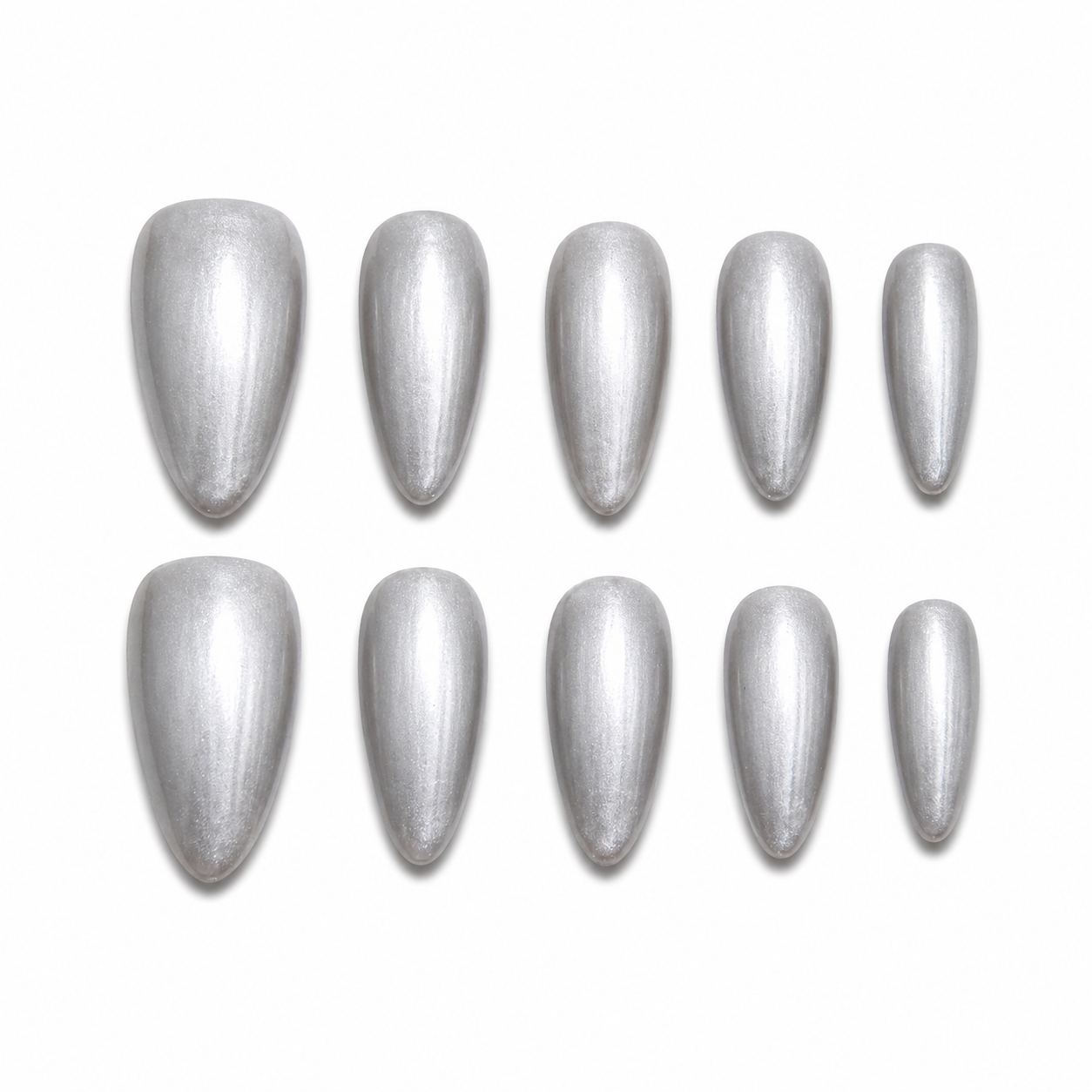 Silver Almond Luxe Press On Nails