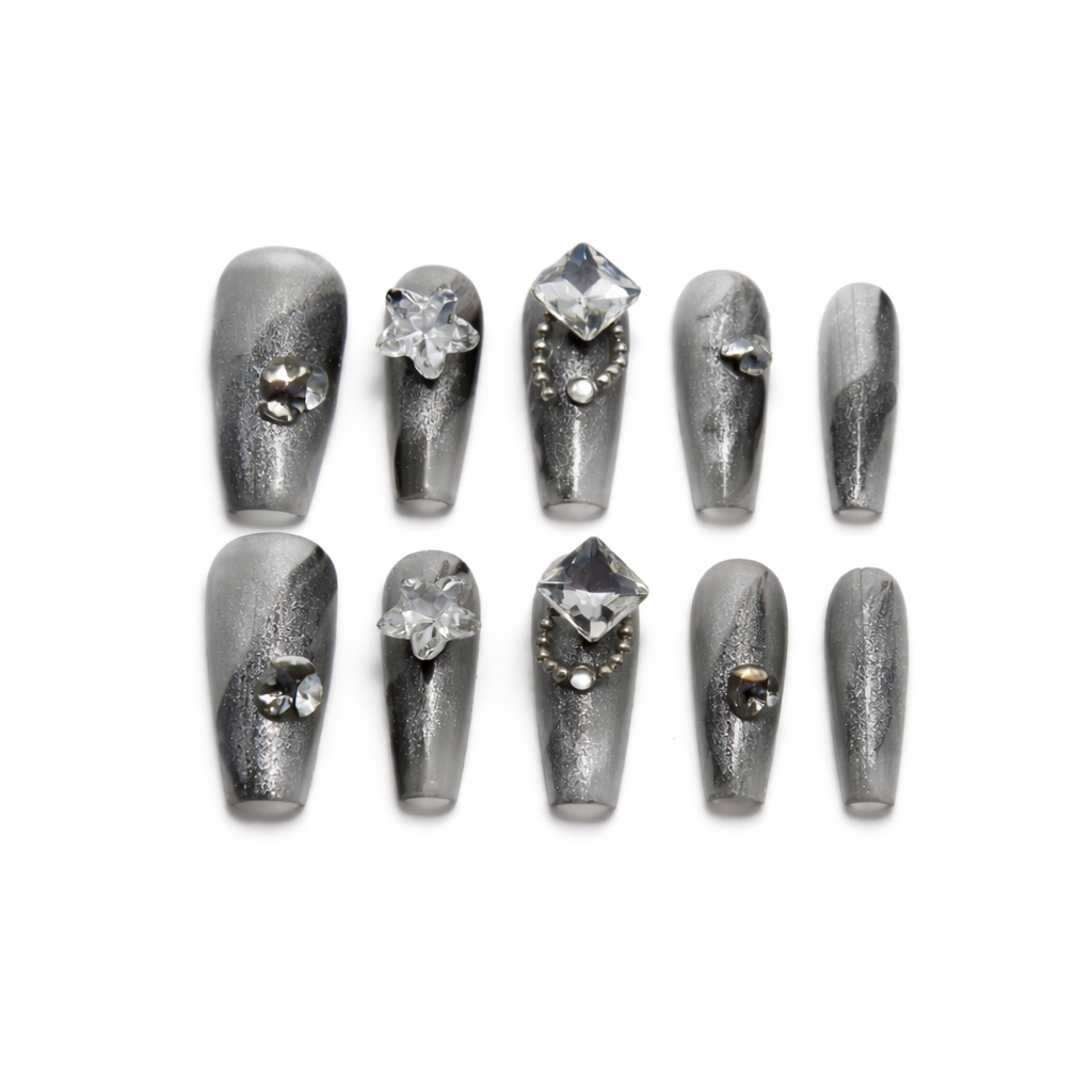 Silver Eclipse Press On Nails