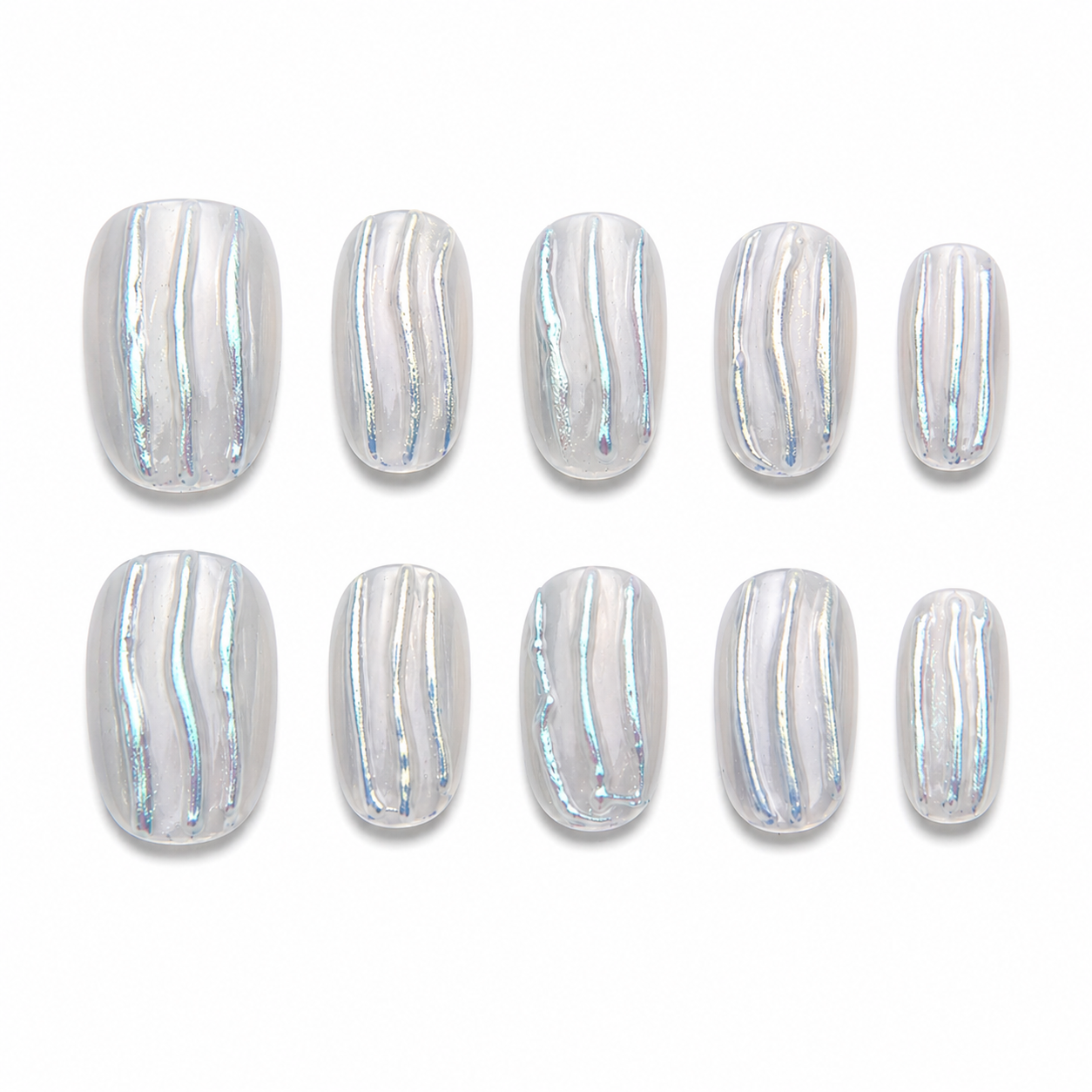 Silver Tide Press On Nails