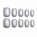 Silver Velvet Square Press On Nails