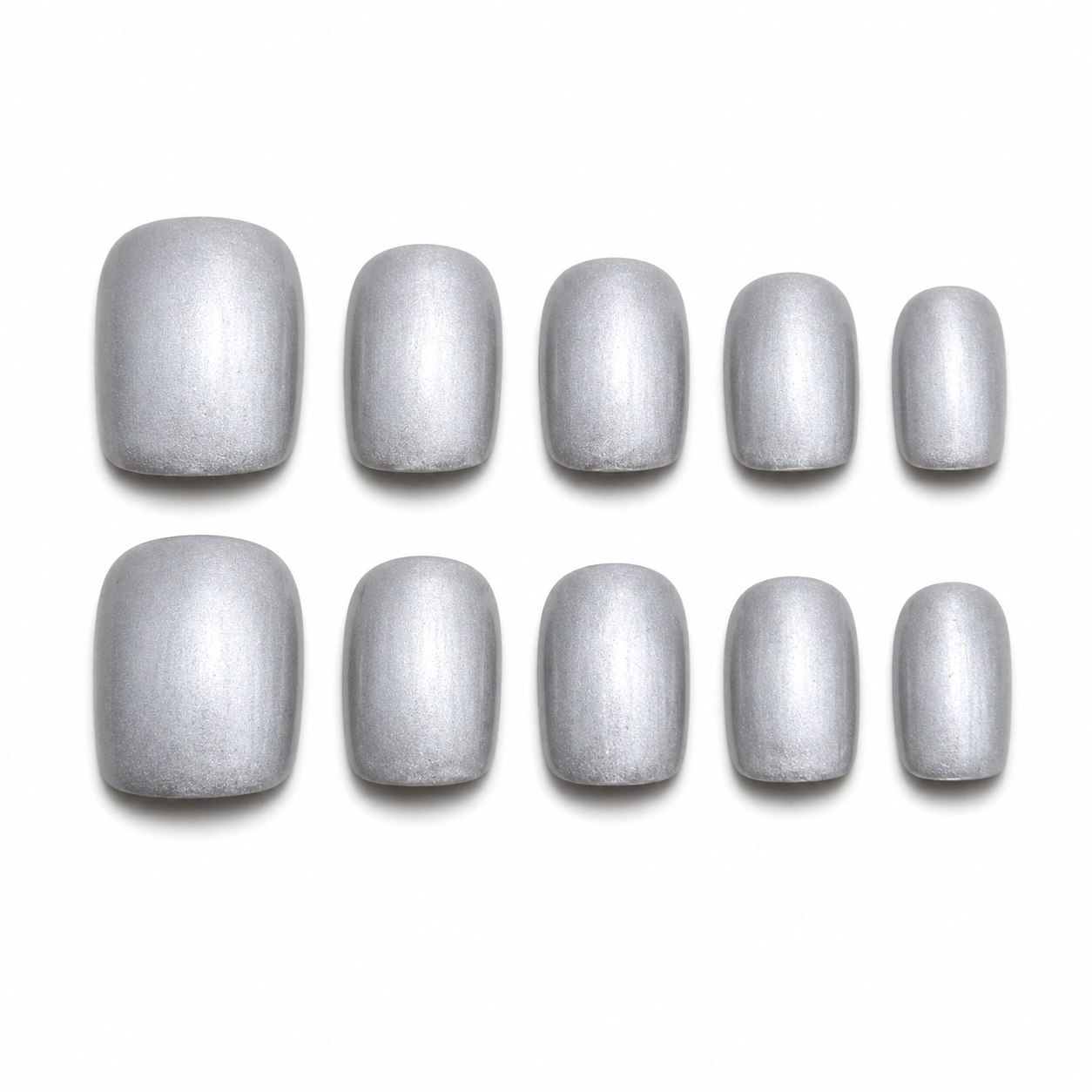 Silver Velvet Square Press On Nails
