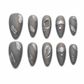 Silver Sculpt – Almond Press On Nails